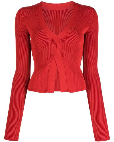 Alix Inez Ribbed Knitted Top - Red