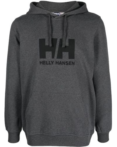 Helly Hansen Logo-print Organic-cotton Hoodie - Gray