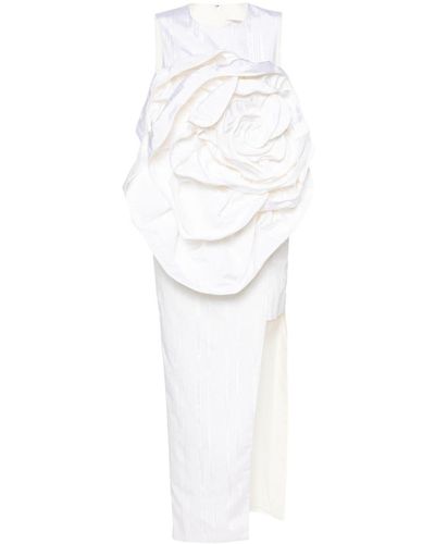 Huishan Zhang Aphrodite Floral-appliqué Midi Dress - White