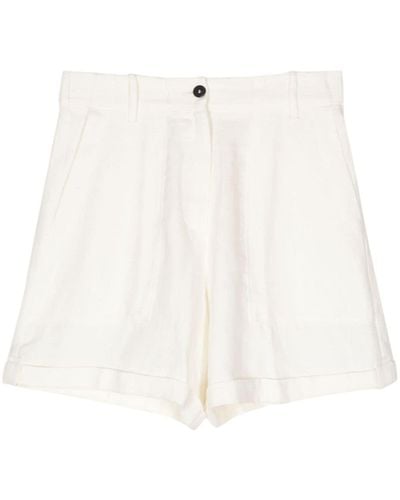 Forte Forte Leinen-Shorts mit Falten - Weiß
