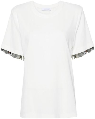 Rabanne T-Shirt mit Pailletten - Weiß