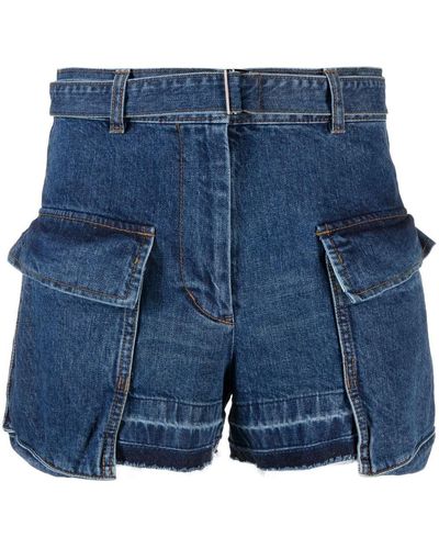 Sacai Cargo-Shorts mit Gürtel - Blau
