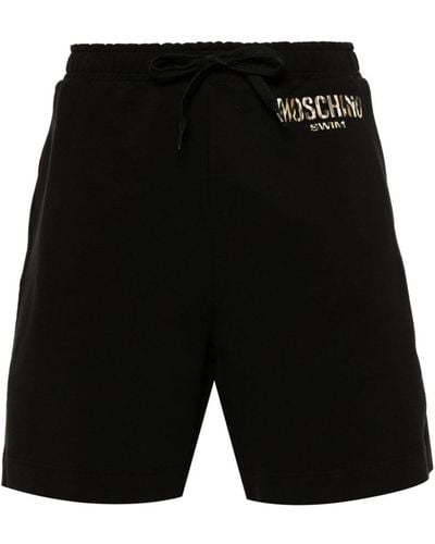Moschino Logo-print Cotton Shorts - Black