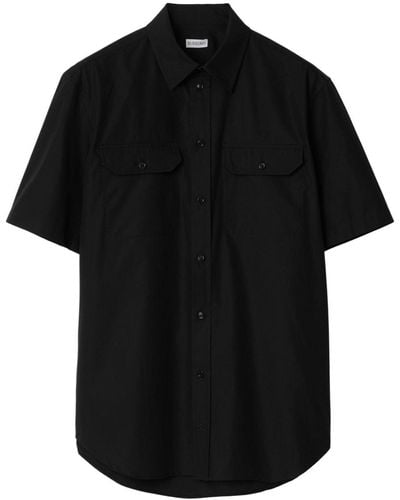 Burberry Overhemd Met Geborduurd Logo - Zwart