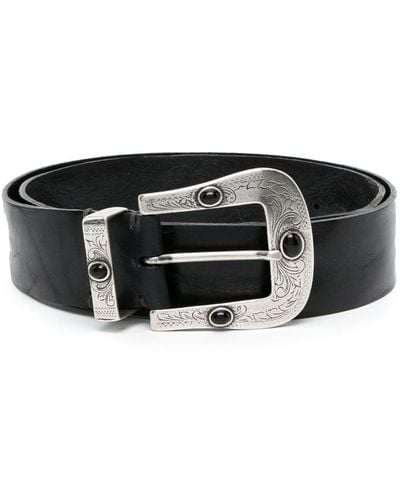 P.A.R.O.S.H. Engraved Leather Belt - Black