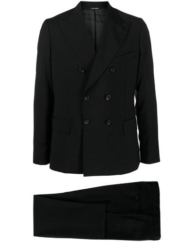 Eraldo Peak-lapel Wool Double-breasted Suit - Black