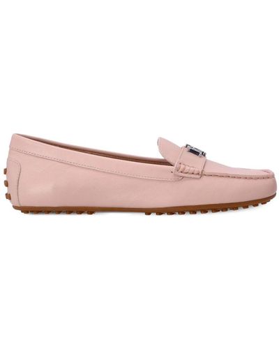 Polo Ralph Lauren Logo-plaque Leather Loafers - Pink