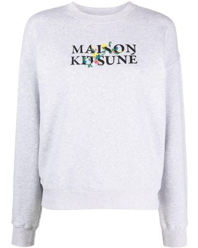 Maison Kitsuné Logo-print Cotton Sweatshirt - White