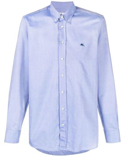 Etro Overhemd Met Geborduurd Logo - Blauw