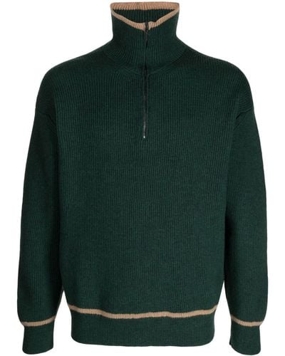 Pringle of Scotland Half-zip Fastening Wool Sweater - Green