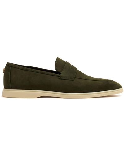 Bougeotte Bee-appliqué Suede Loafers - Green