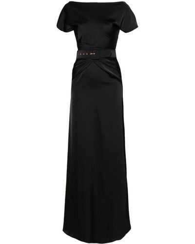 Rhea Costa Pleat-detail Maxi Dress - Black