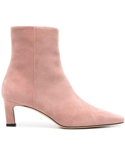 SCAROSSO Kitty 50mm Suede Ankle Boots - Pink
