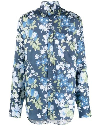 Tom Ford Overhemd Met Bloemenprint - Blauw