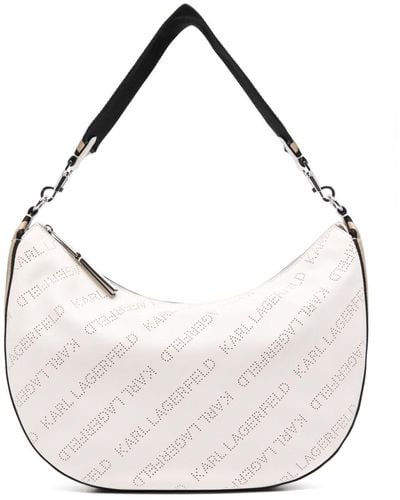Karl Lagerfeld K/moon Perforated-logo Shoulder Bag - White