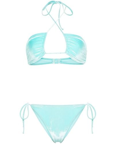 Mc2 Saint Barth Samt-Bikinio mit Neckholder-Ausschnitt - Blau