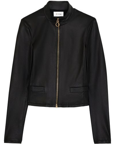 St. John Stretch Leather Jacket - Black