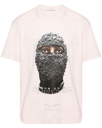 ih nom uh nit Black Mask Cotton T-shirt - Pink