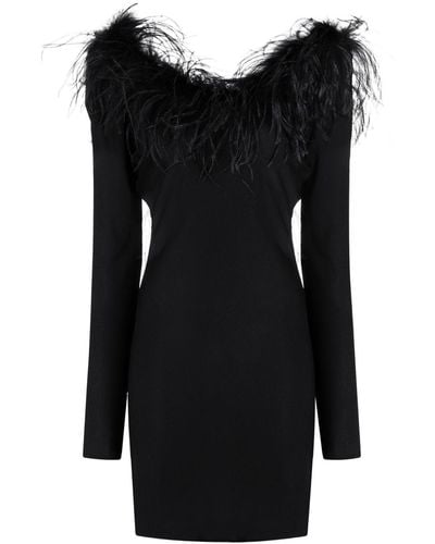 GIUSEPPE DI MORABITO Feather-trim Long-sleeve Dress - Black