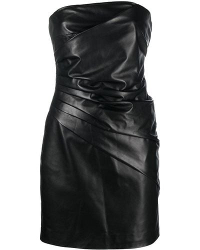 Manokhi Leather Strapless Mini Dress - Black