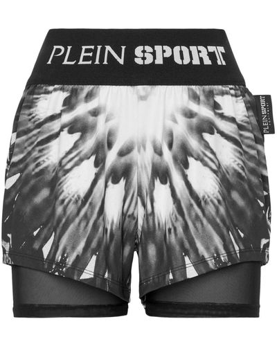 Philipp Plein Logo-waistband Graphic-print Shorts - Black