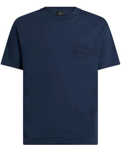 Etro T-shirt Met Borduurwerk - Blauw