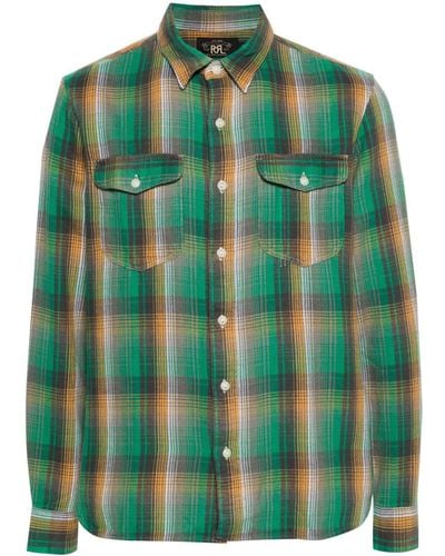 RRL Plaid Check-pattern Cotton Shirt - Green