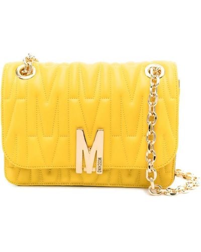 Moschino Logo-quilted Crossbody Bag - Yellow