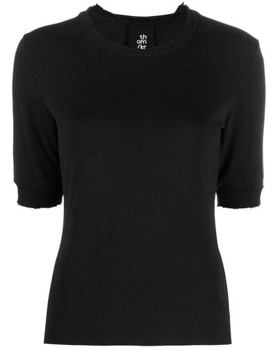 Thom Krom Camiseta con efecto envejecido y cuello redondo - Negro