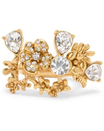 Oscar de la Renta Flower Garden Ring Verfraaid Met Kristallen - Metallic