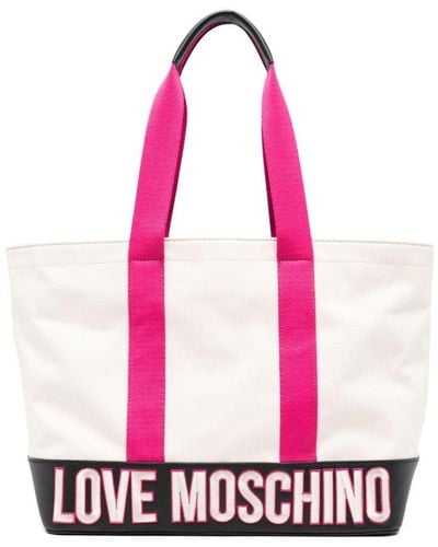 Love Moschino Logo-embroidered Colour-block Tote Bag - Pink