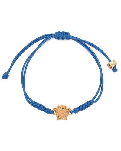 Versace Bracelet en coton à détail Medusa - Bleu