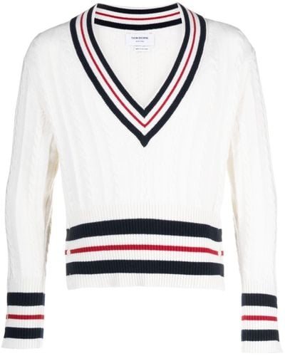 Thom Browne Cable-knit Cashmere Sweater - White