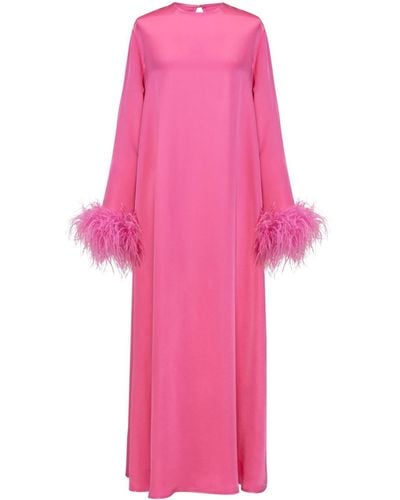 Sleeper Suzi Detachable Feather-cuffs Maxi Dress - Pink