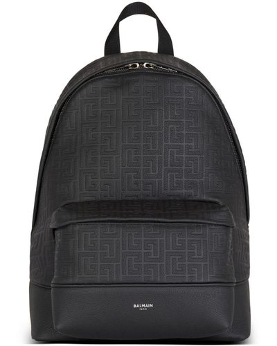Balmain Grained-effect Leather Backpack - Black