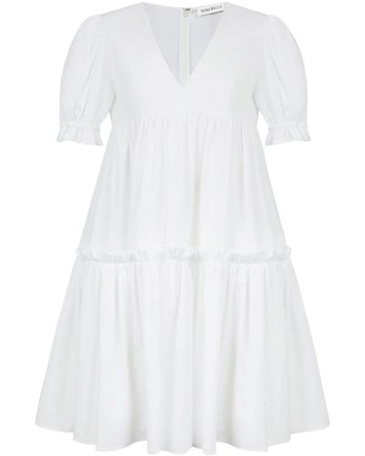 Nina Ricci Tiered V-neck Poplin Dress - White
