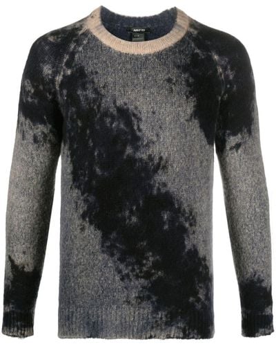 Avant Toi Crew-neck Abstract-pattern Sweater - Black