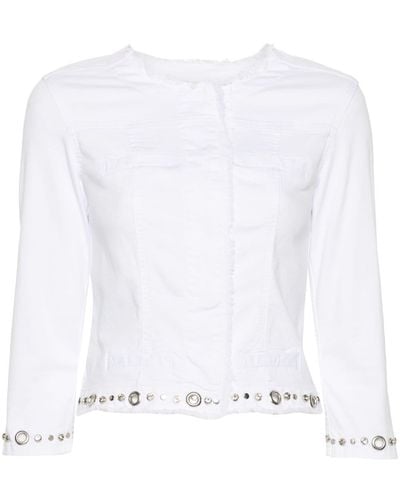 Liu Jo Veste en jean à ornements en cristal - Blanc