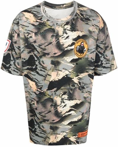 Heron Preston T-shirt en coton à imprimé camouflage - Gris