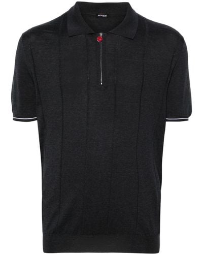 Kiton Ribbed-knit Polo Shirt - Black