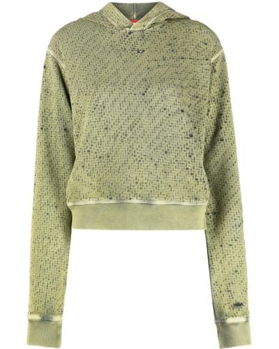 DIESEL Intarsia-knit Straight Hem Hooded Sweater - Green