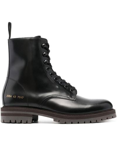 Common Projects Side Logo-print Lace-up Boots - Black
