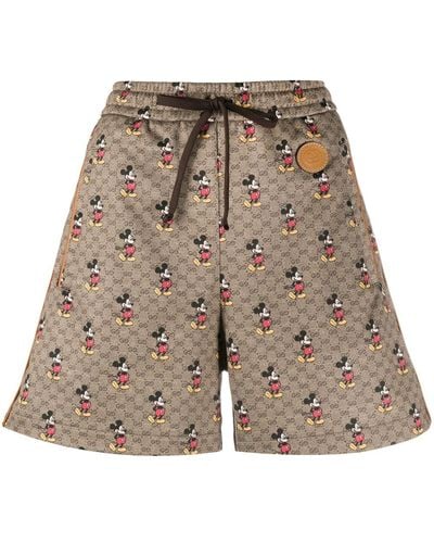 Gucci Pantalones cortos con estampado Mickey Mouse de x Disney - Marrón