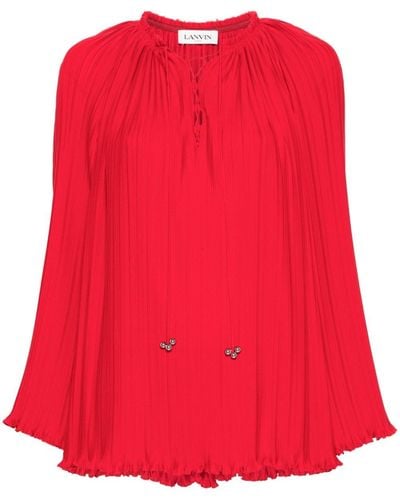 Lanvin Blusa plisada con diseño fruncido - Rojo