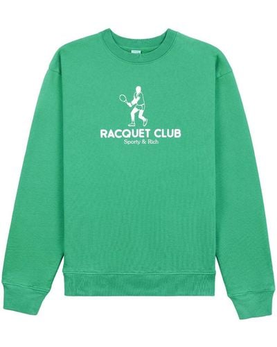 Sporty & Rich Sweatshirt mit "Racquet Club"-Print - Grün