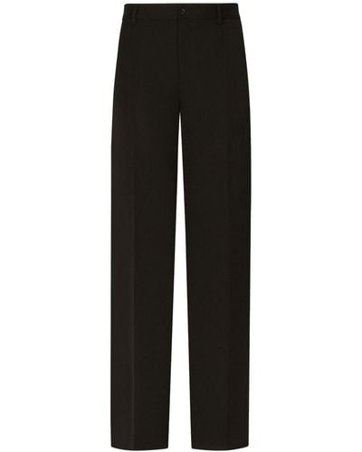 Dolce & Gabbana Pressed-Crease Tailored-Cut Trousers - Black