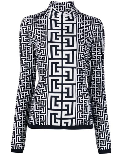 Balmain Pb Monogram-pattern Sweater - Black