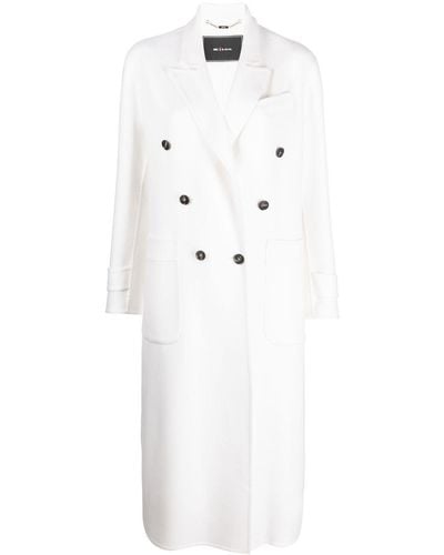 Kiton Double-breasted Cashmere Coat - White
