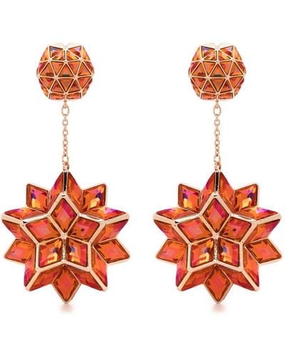 Swarovski Cuiosa Geometric-cut Drop Earrings - Orange