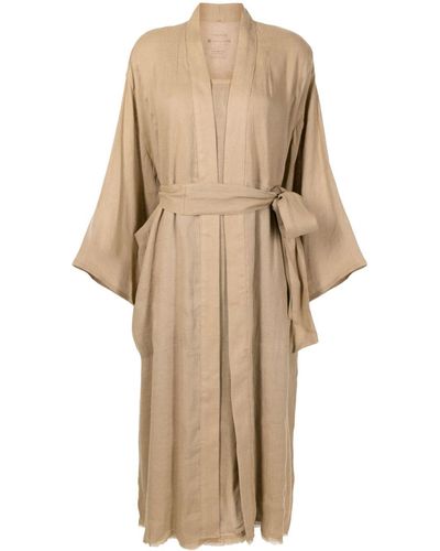 Osklen Kimono Linen-blend Midi Dress - Natural